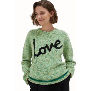 Chinti & Parker Cropped Green Love Merino Wool Sweater Long Sleeve Size Small